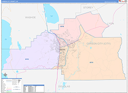 Carson City County, NV Wall Map Color Cast Style 2026
